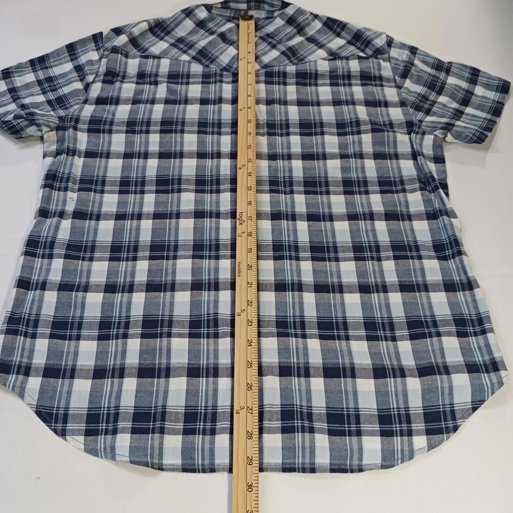 Lucky Brand Sportswear Men's Western Pearl Snap Button Up Blue Plaid Shirt Sz L - Picture 7 of 16
